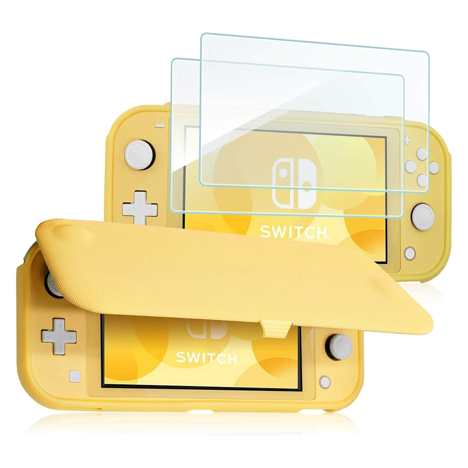 Nintendo Switch Lite Flip Cover Case with 2 Pack Tempered Glass