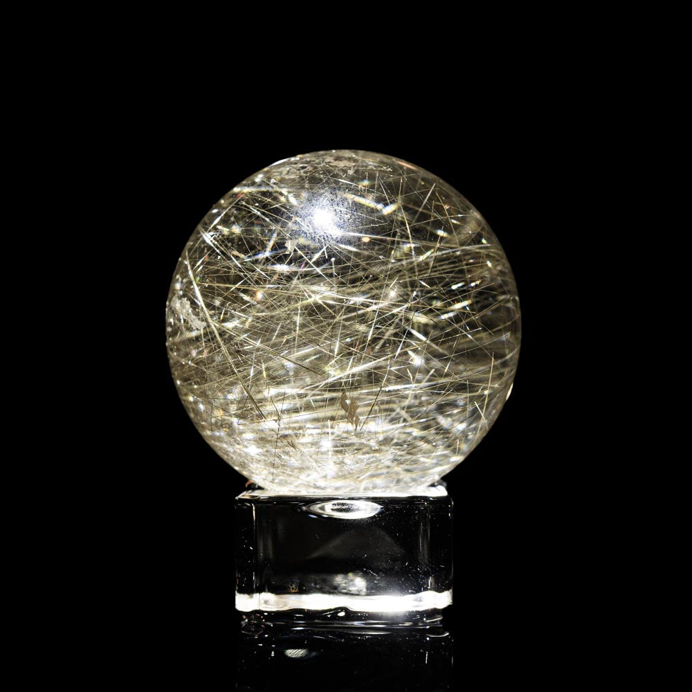 シルバールチルクォーツ スフィア】直径約42.3mm｜高透明・高密度針
