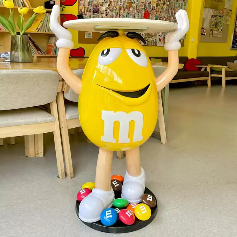 Custom Yellow M&M Statue For Candy Store Display & Decoration