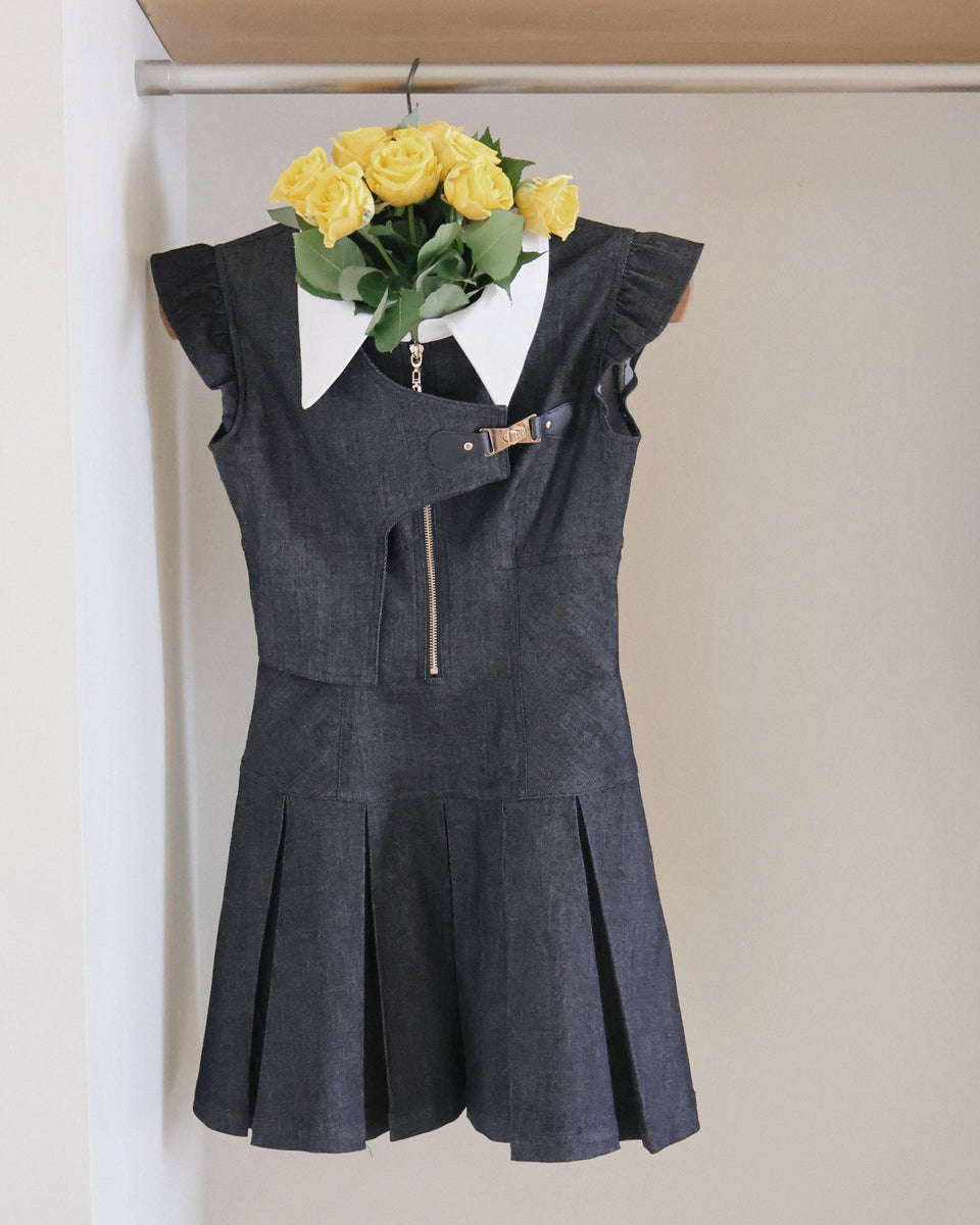 アシンメトリーバックルデニムワンピース – Randy