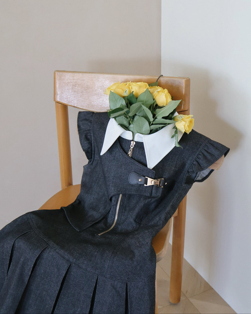 アシンメトリーバックルデニムワンピース – Randy