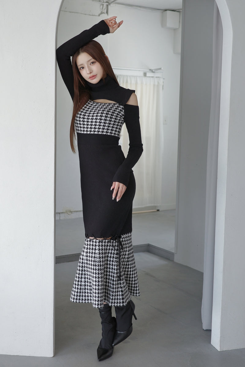 2wayハウンドトゥースストリングコアワンピース – Randy