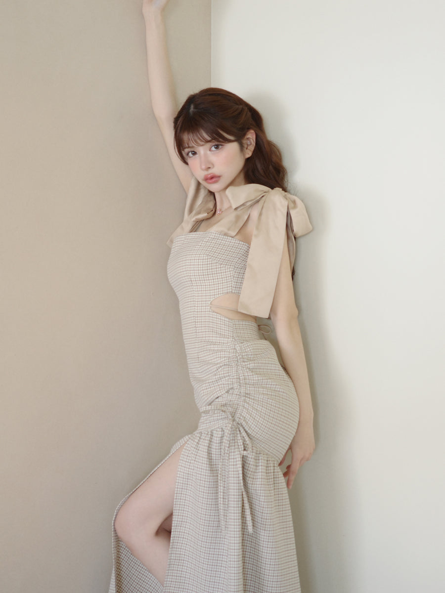 バックオープンハウンドチェックワンピース – Randy