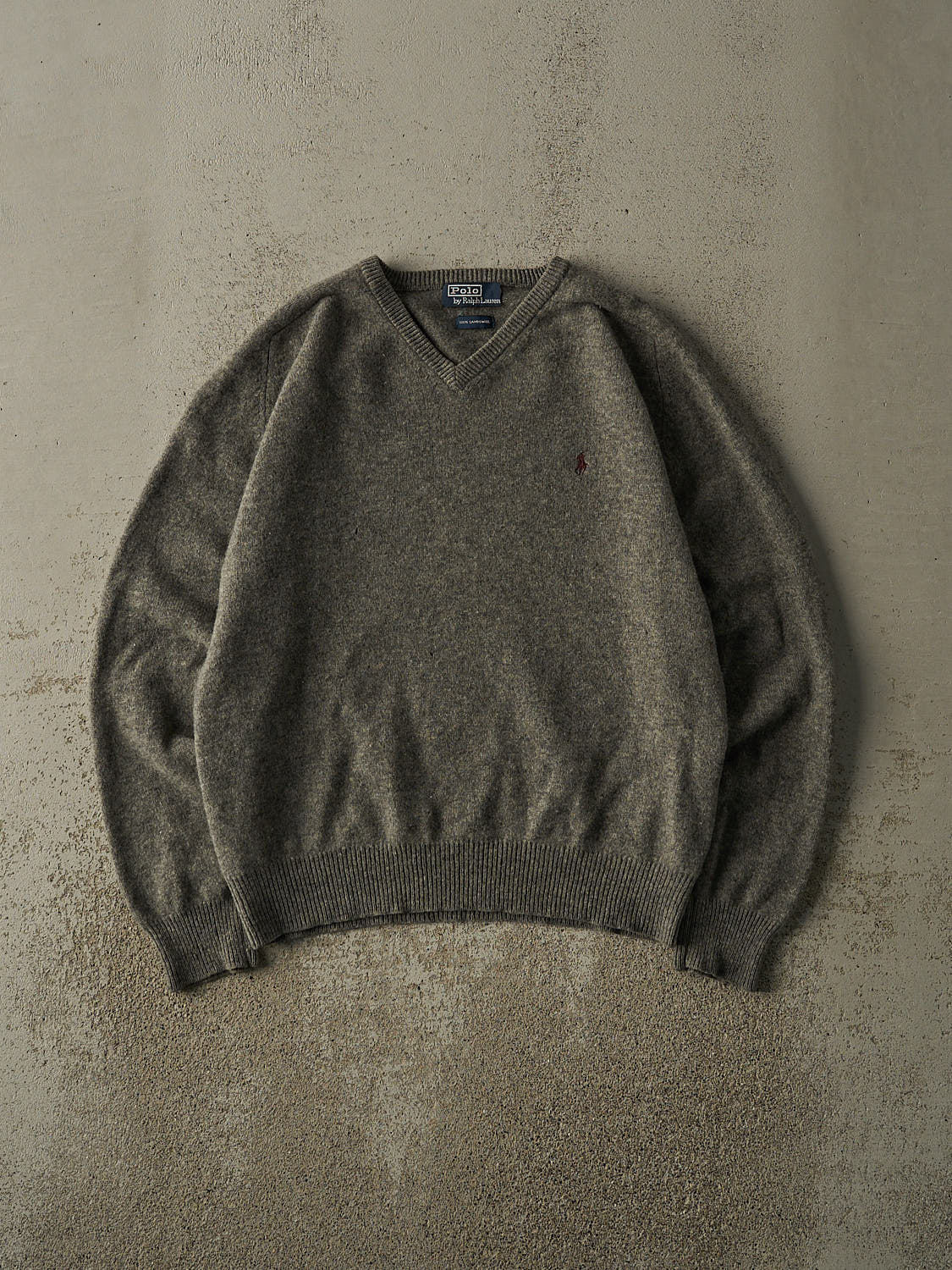 Vintage 90s Grey Polo Ralph Lauren Lambs Wool Boxy Knit (S/M