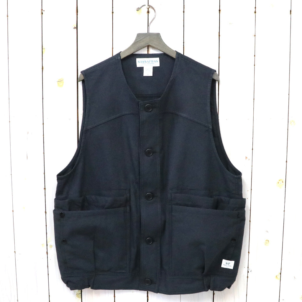 SASSAFRAS『OVERGROWN HIKER VEST(L/R COTTON CANVAS)』(BLACK