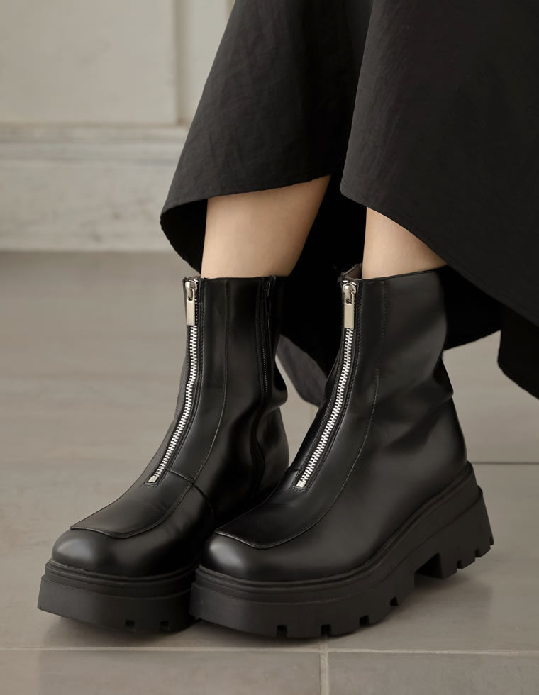 フロントジップトラックソールブーツ - シューズ通販 | 人気レディース