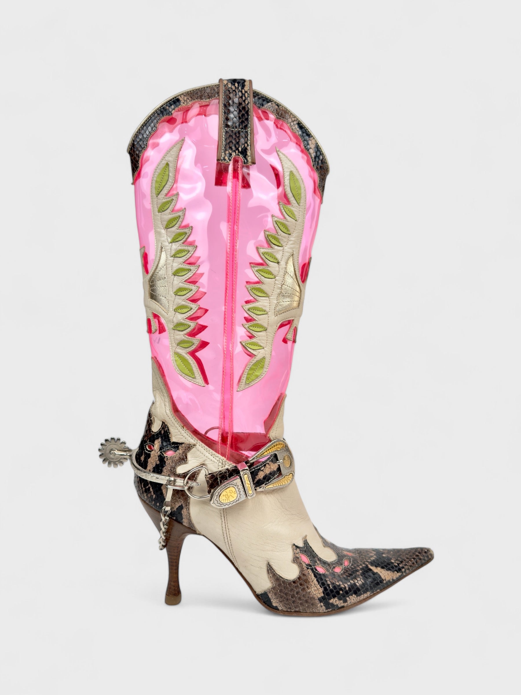 D&G by Dolce & Gabbana SS 2004 Transparent Pink Cowboy Boots