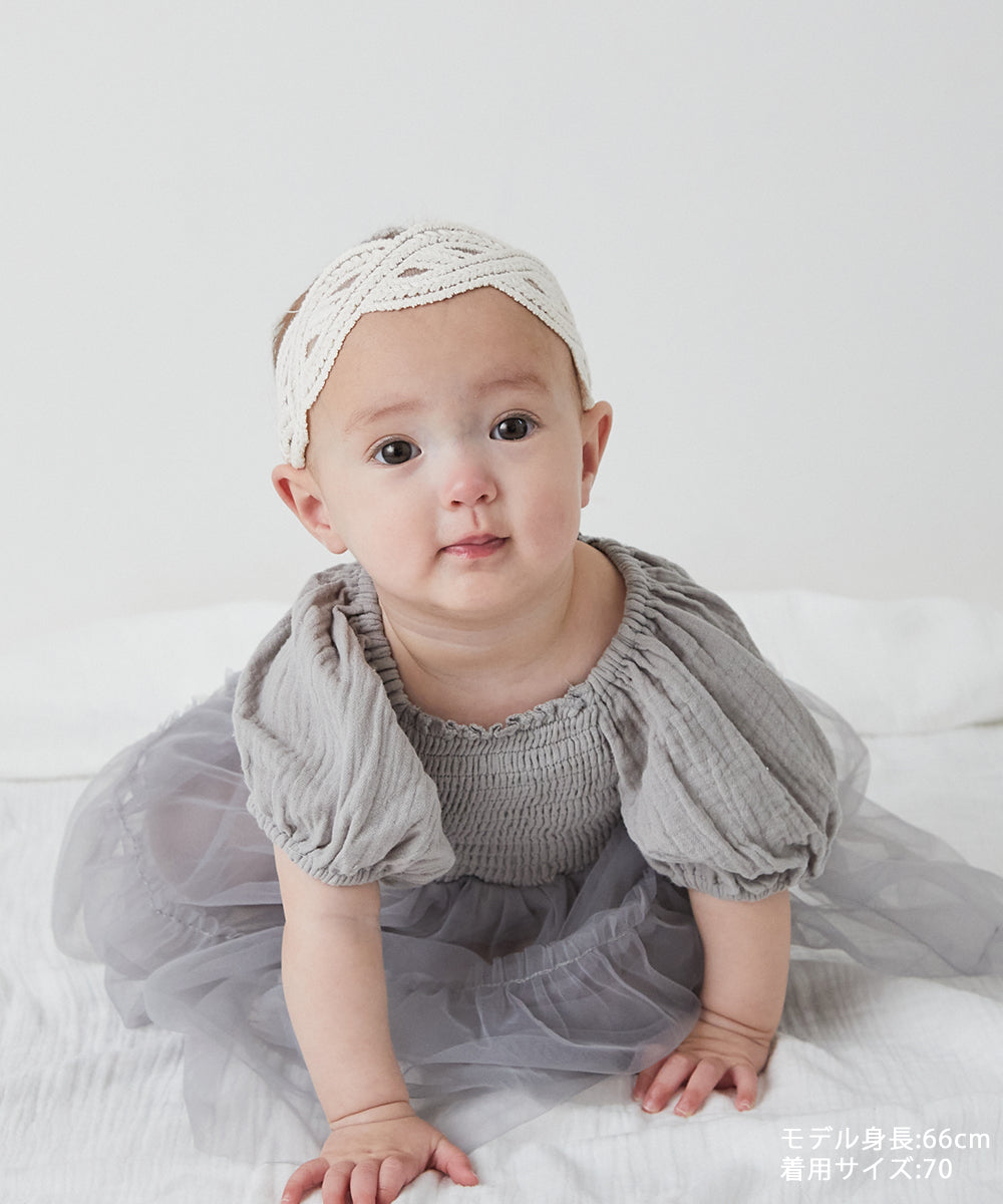 リンクコーデ】チュールドッキングダブルガーゼベビーロンパース