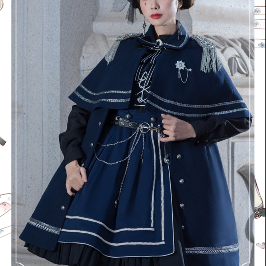 予約販売】ネイビーミリタリーロリィタジャンパースカートとマント