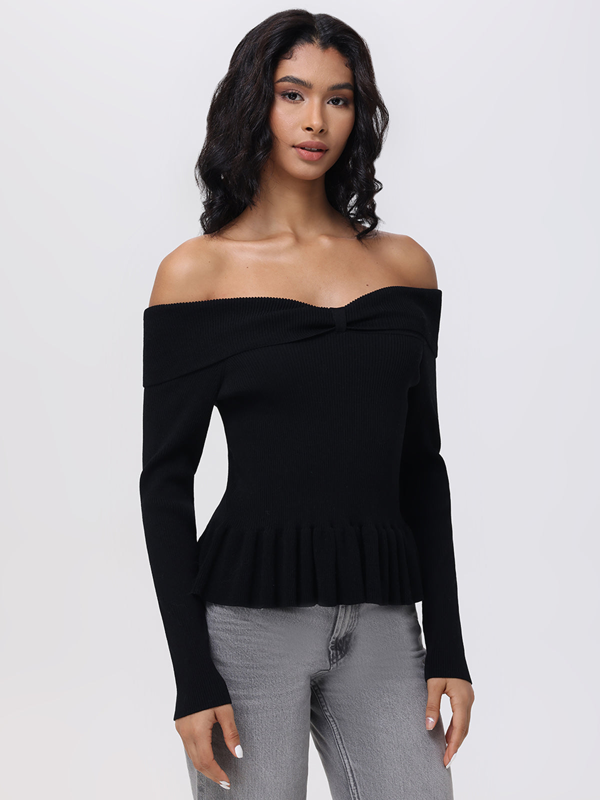 525 America Morgan: Off Shoulder Peplum Sweater