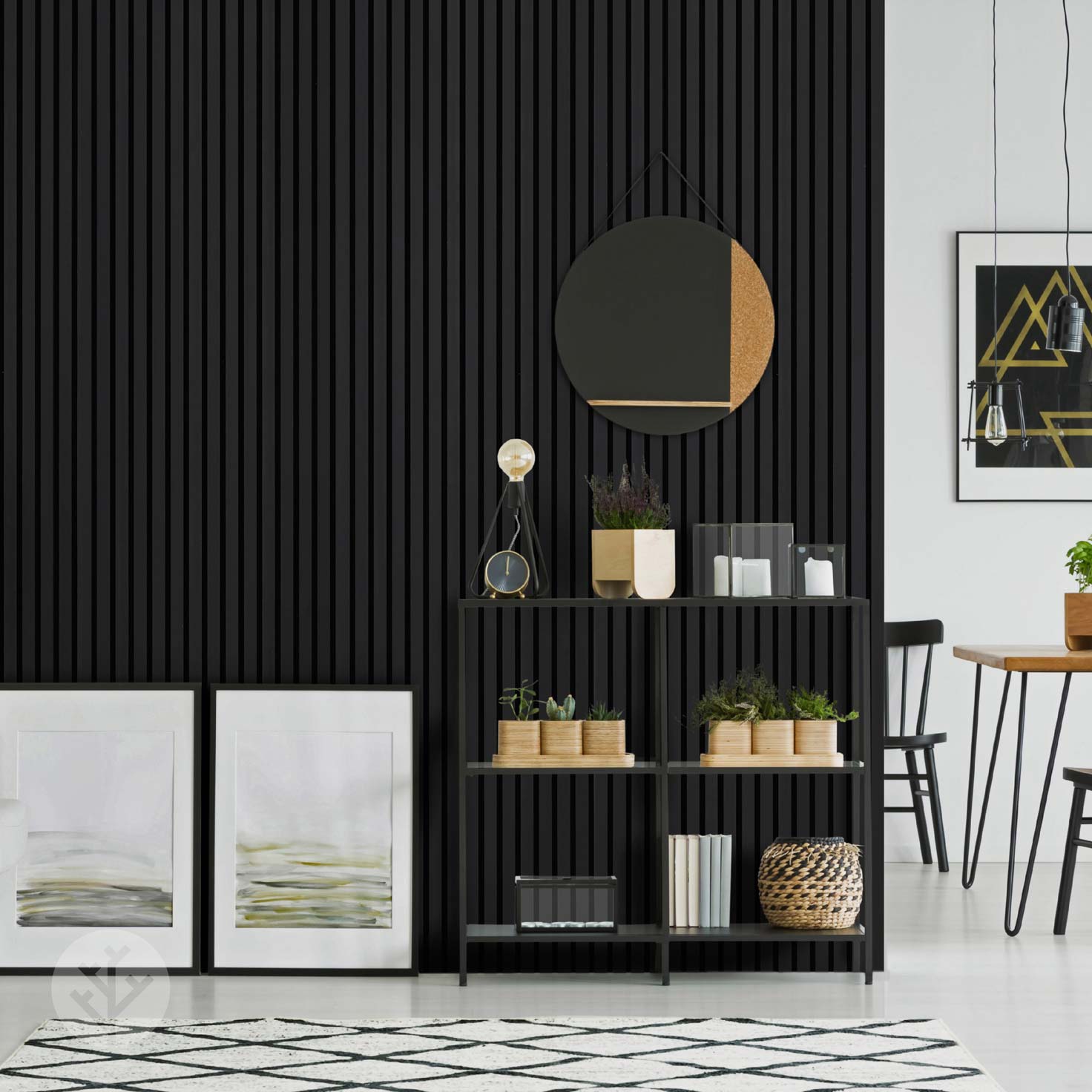 Black Slatted Wood Interior Wall Paneling | Order Online