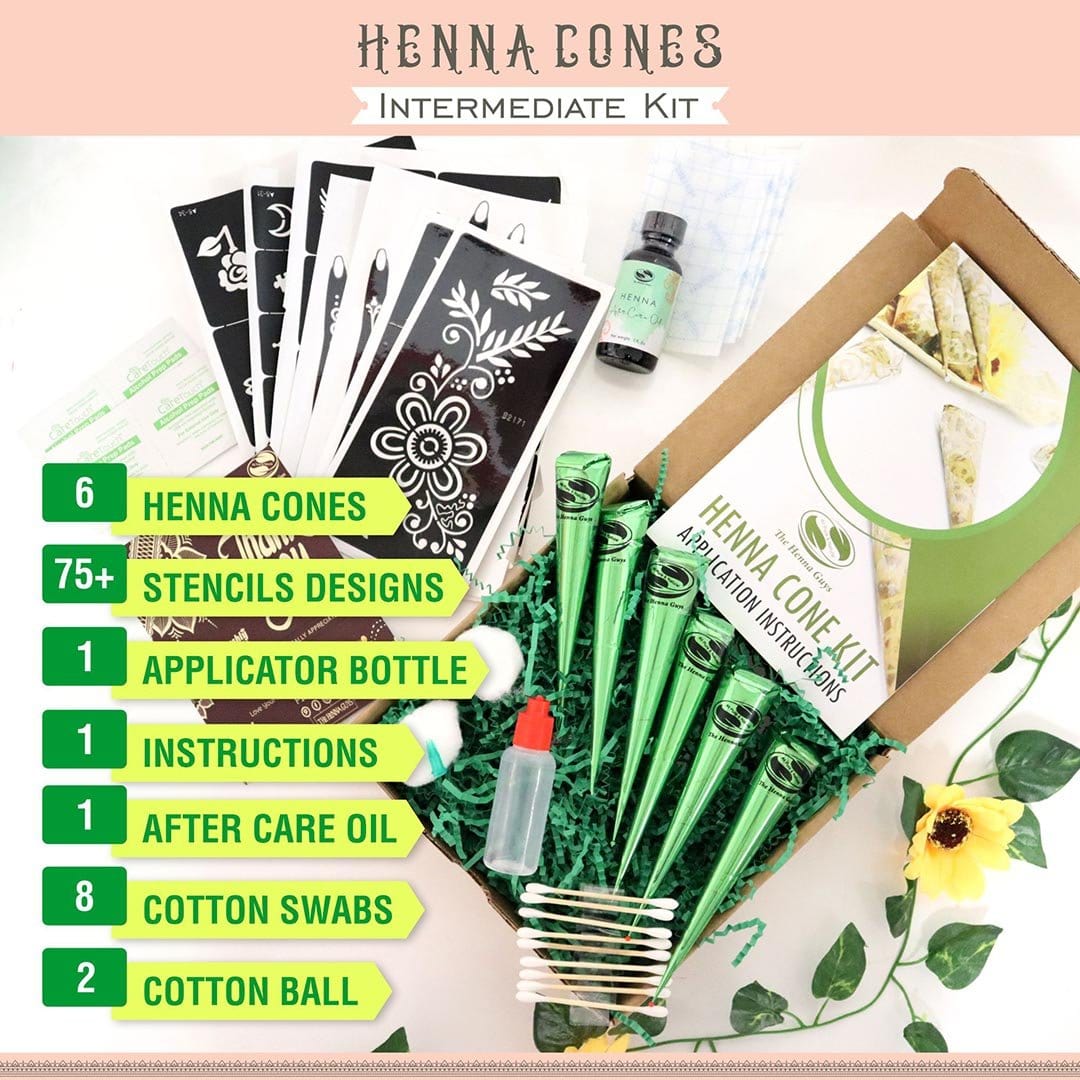 Henna Cones Intermediate Kit - Organic Henna Cones - Natural Henna