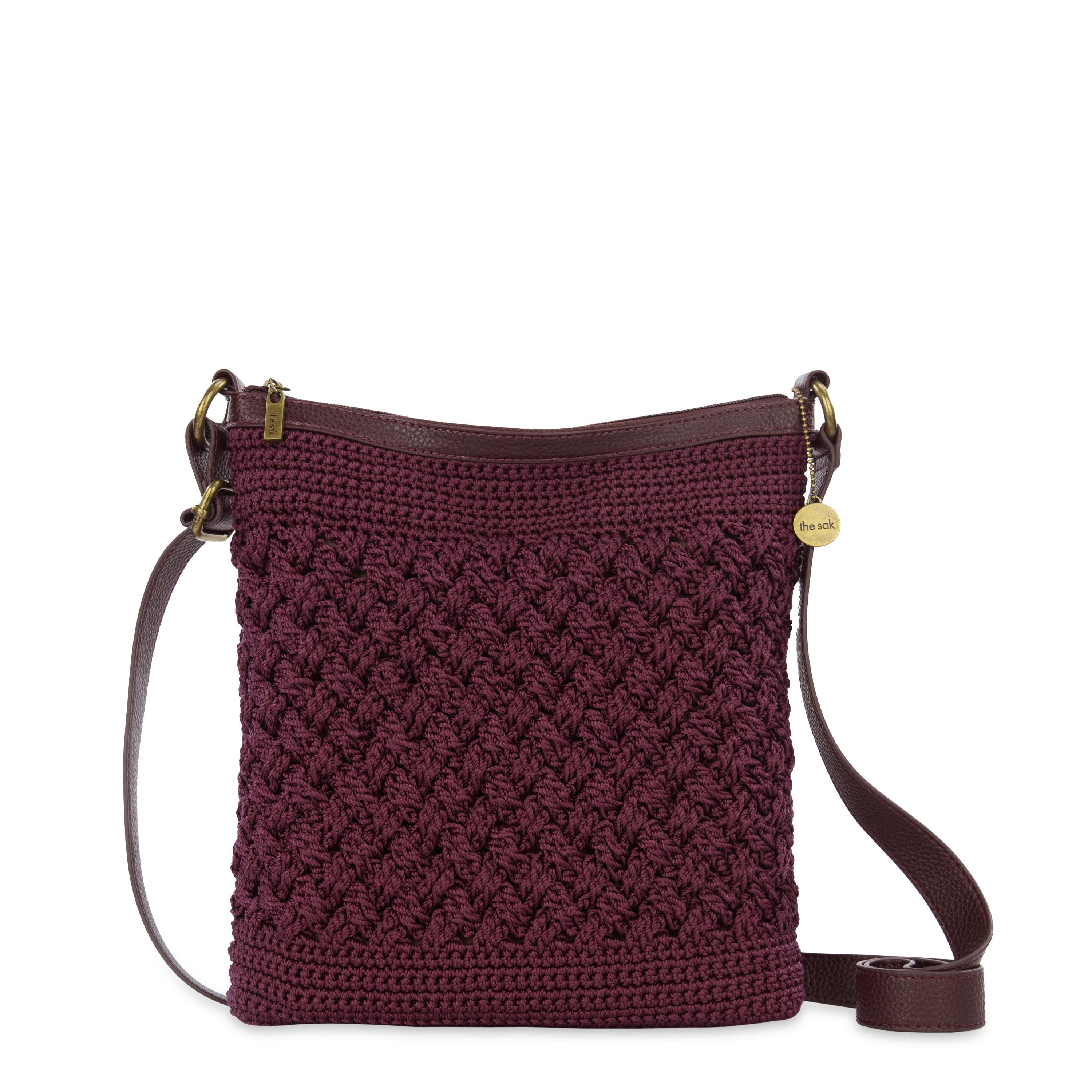 Lucia Crossbody Bag in Black Cherry Cozy Weave Crochet – The Sak