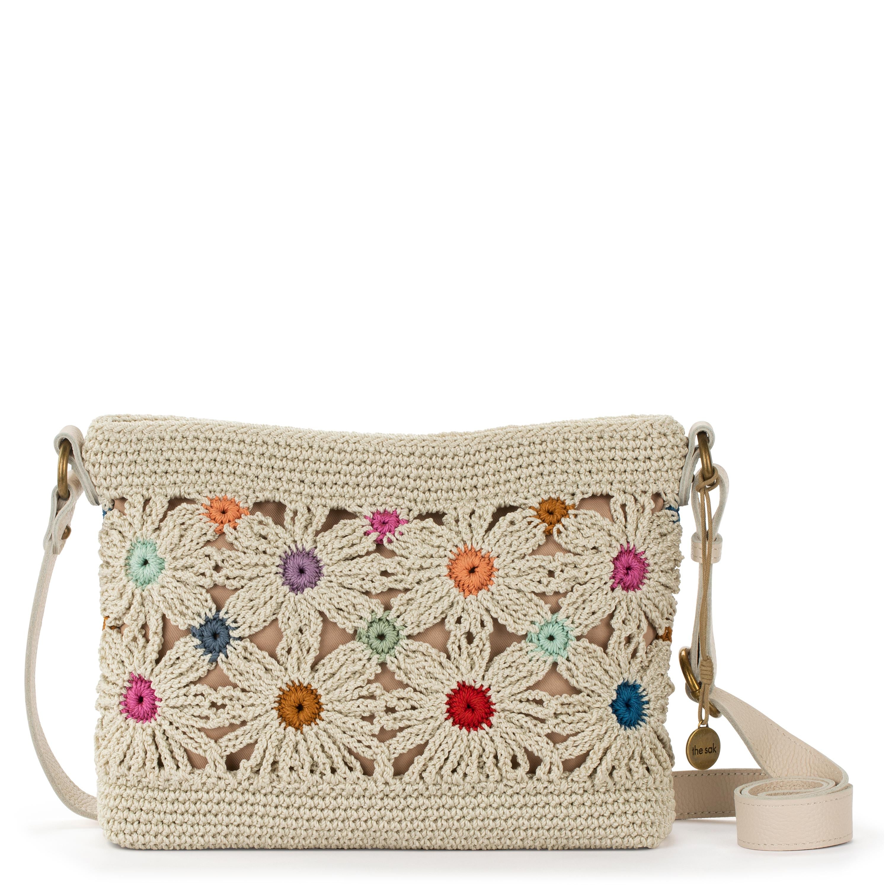 Melrose Crossbody Bag in Natural Multi Flowers Crochet – The Sak