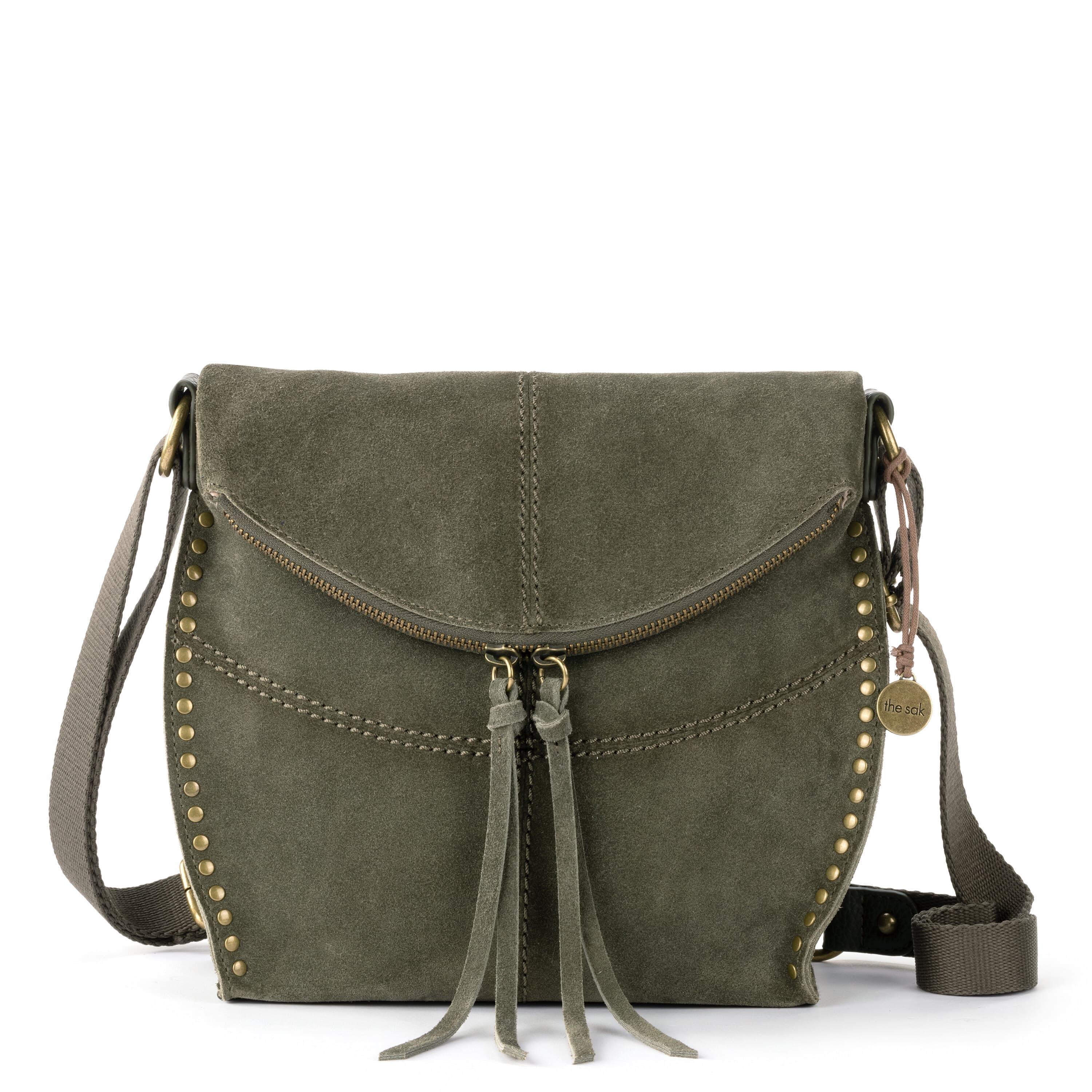 Silverlake Flap Crossbody Bag in Moss Suede – The Sak