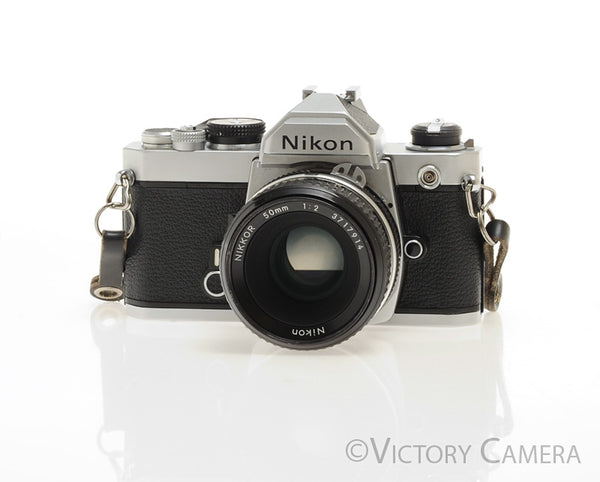 Nikon FM Chrome 35mm Film Camera w/ 50mm f2 AI Lens [EXC-]