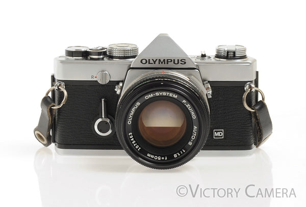 Olympus OM-1 MD Chrome Film Camera Body w/ 50mm f1.8 Lens -New Seals-