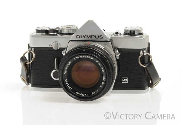 Olympus OM-1 MD Chrome Film Camera Body w/ 50mm f1.8 Lens -New Seals-