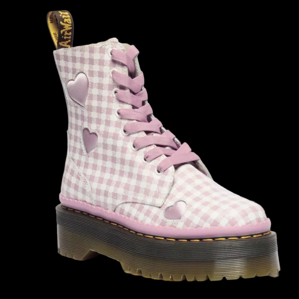 Dr Martens - Pink Plaid Heart Platform Jadon Boots 42906100