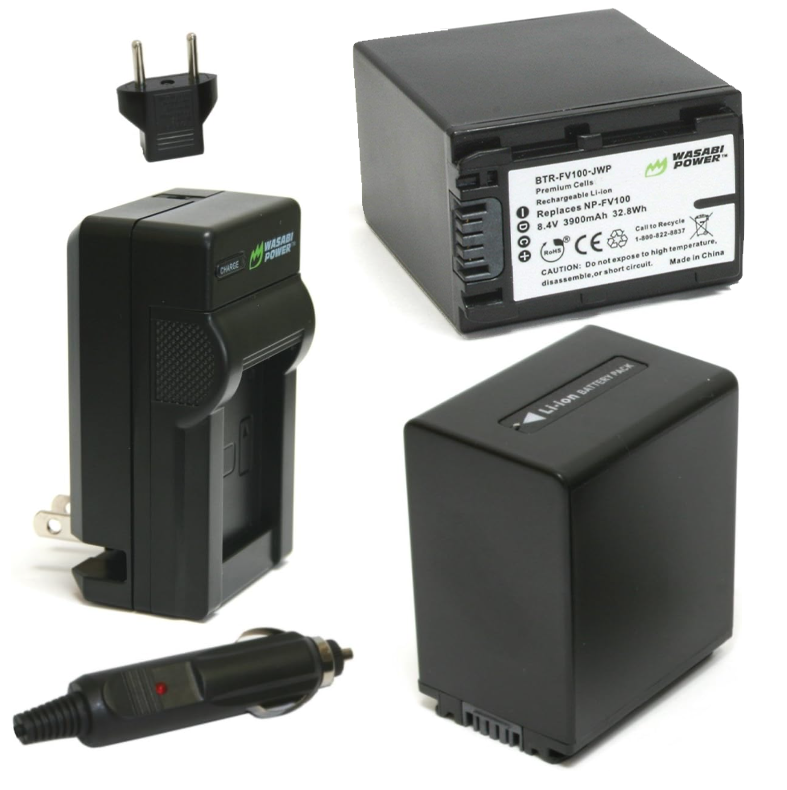 Sony NP-FV100 Battery (2-Pack) and Charger by Wasabi Power