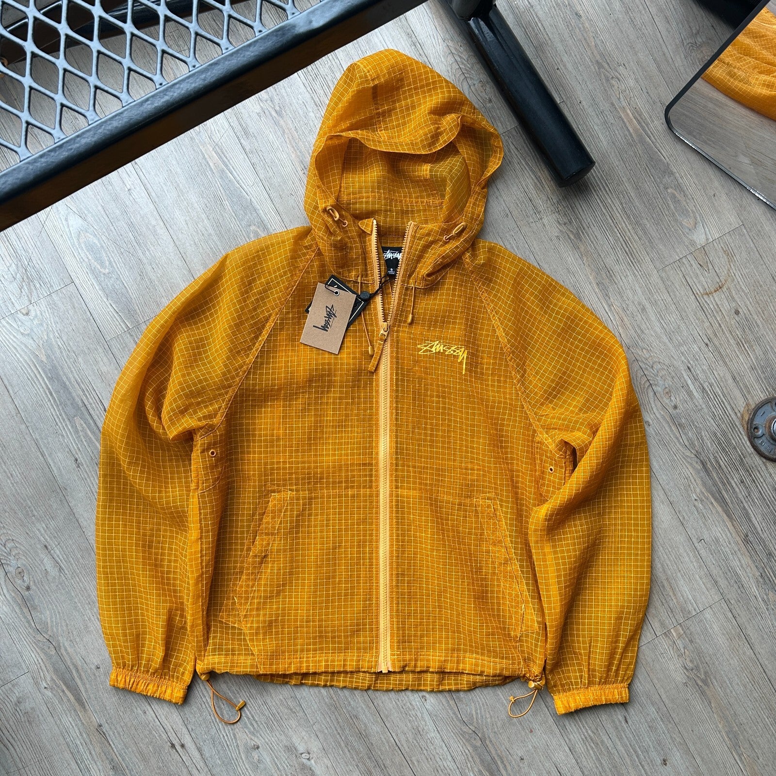 STUSSY | Beach Shell Transparent Ripstop Golden Yellow Jacket NWT
