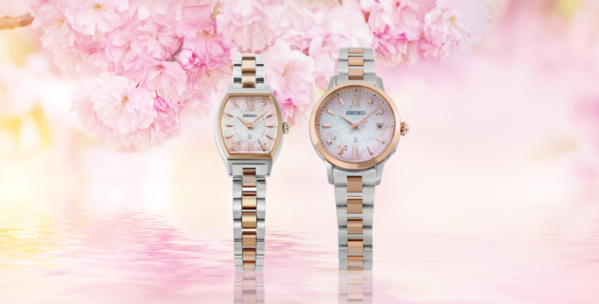 水面に映る八重桜をテーマにしたセイコーの「サクラ ブルーミング」4