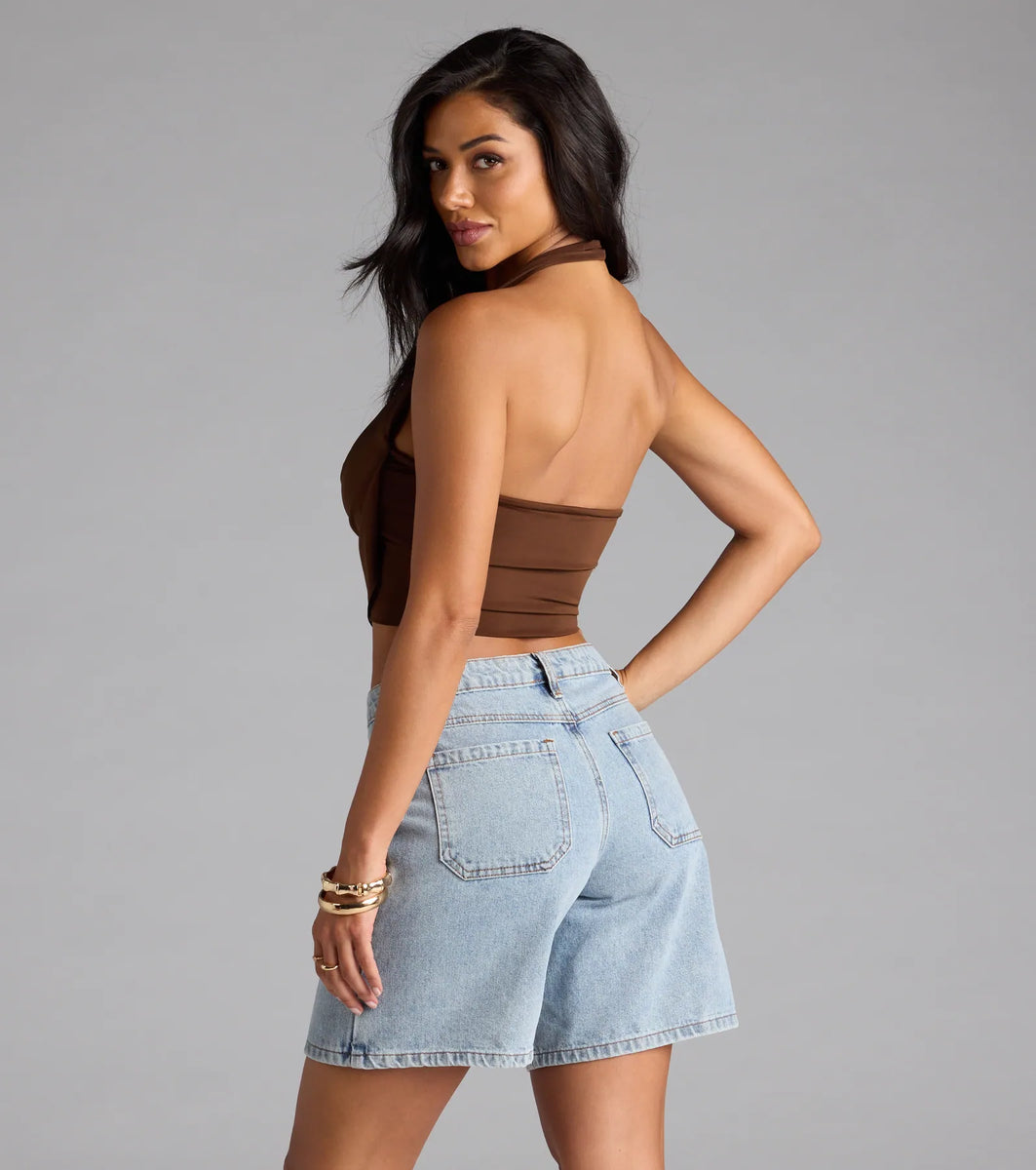 Take The Plunge Sleeveless Halter Crop Top | Windsor