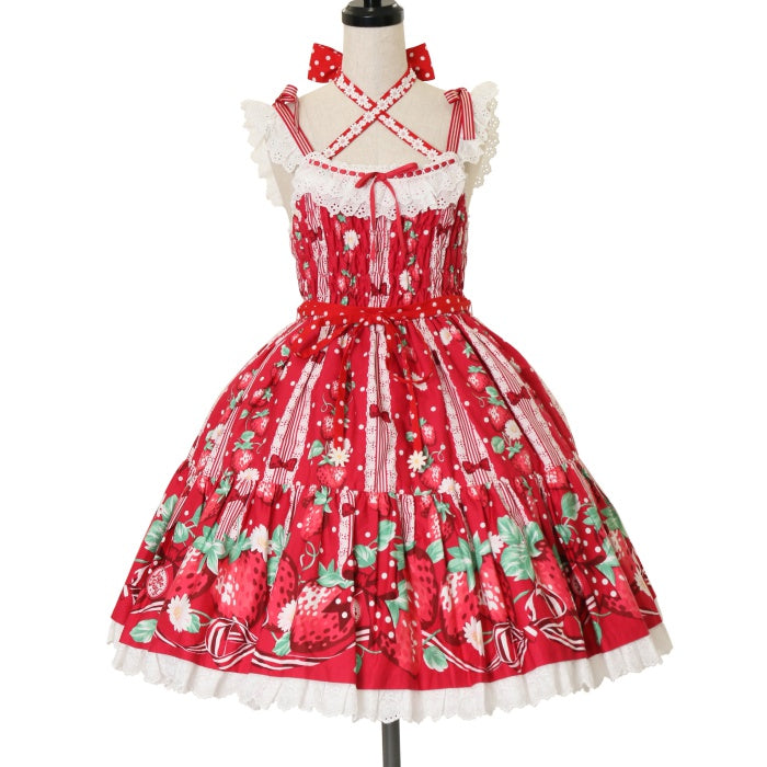 USED】摘みたていちごシャーリングジャンパースカート | Angelic