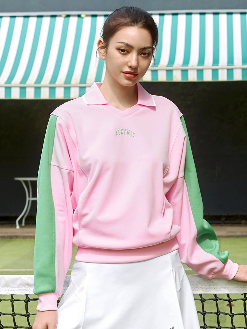 XTFMT04J3 カラーブロック 襟付き トレーナー