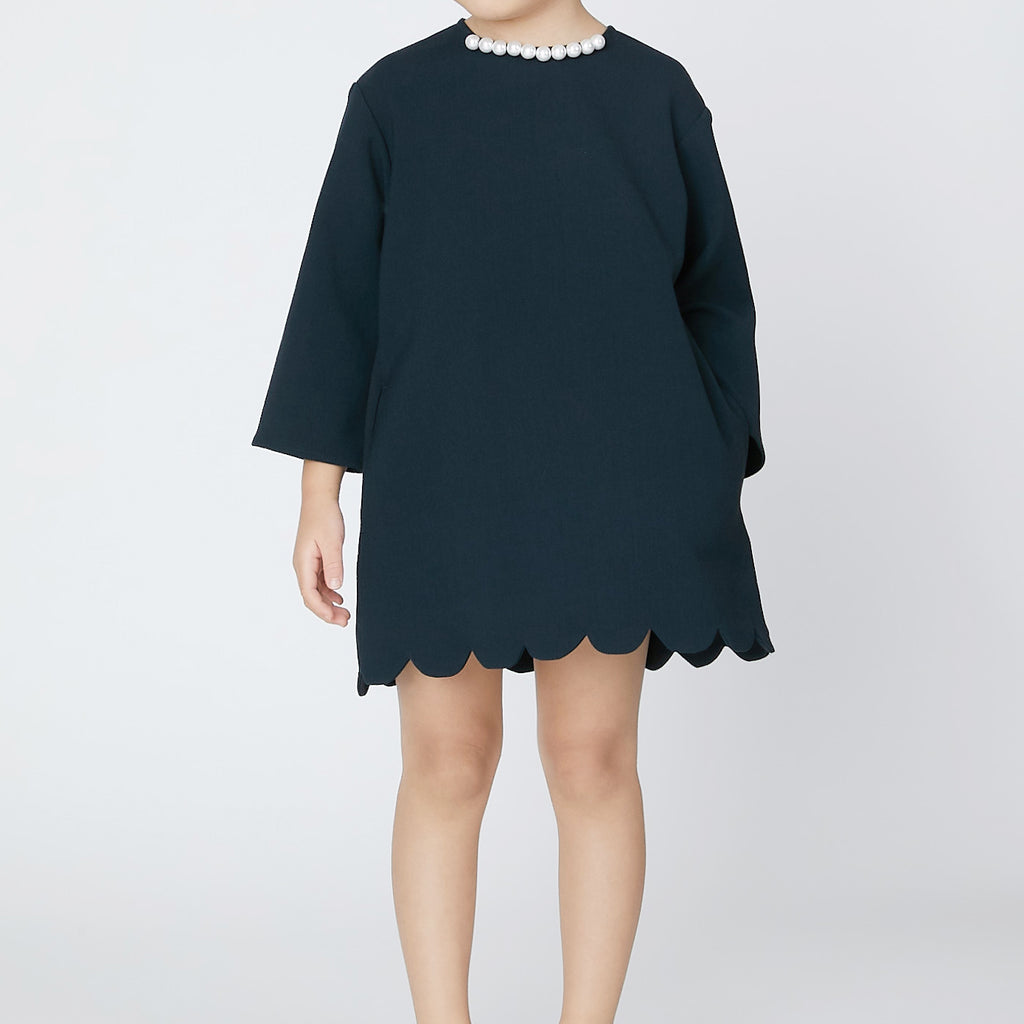 ロングスリーブパールヘムスカラップドレス – YOKO CHAN