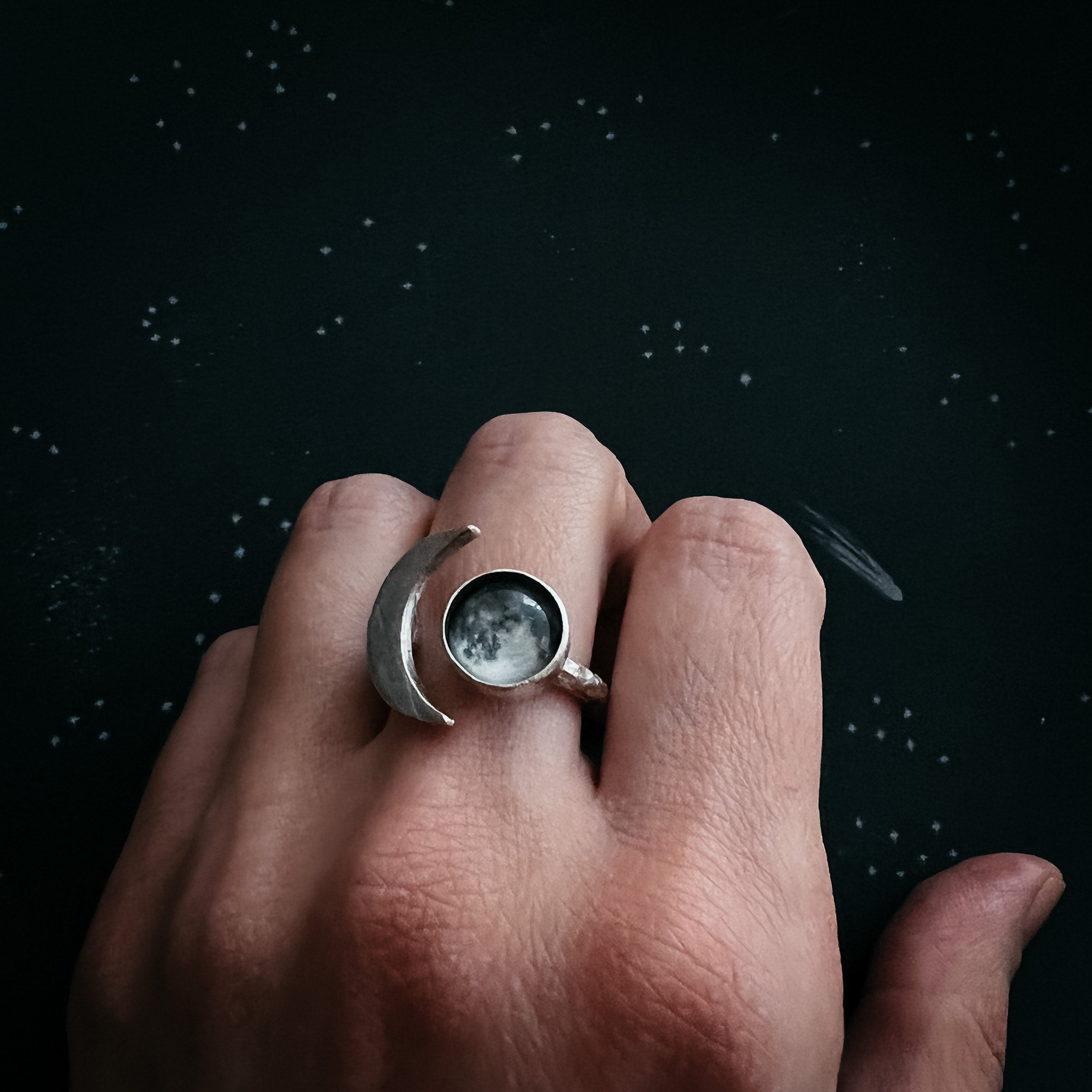 Large Crescent My Moon Ring with Custom Lunar Phase – Yugen Handmade