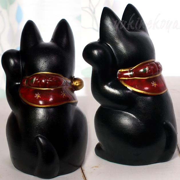 古色三河招き猫 大正ロマンの復刻版 レトロ招き猫 黒猫（小）【日本製