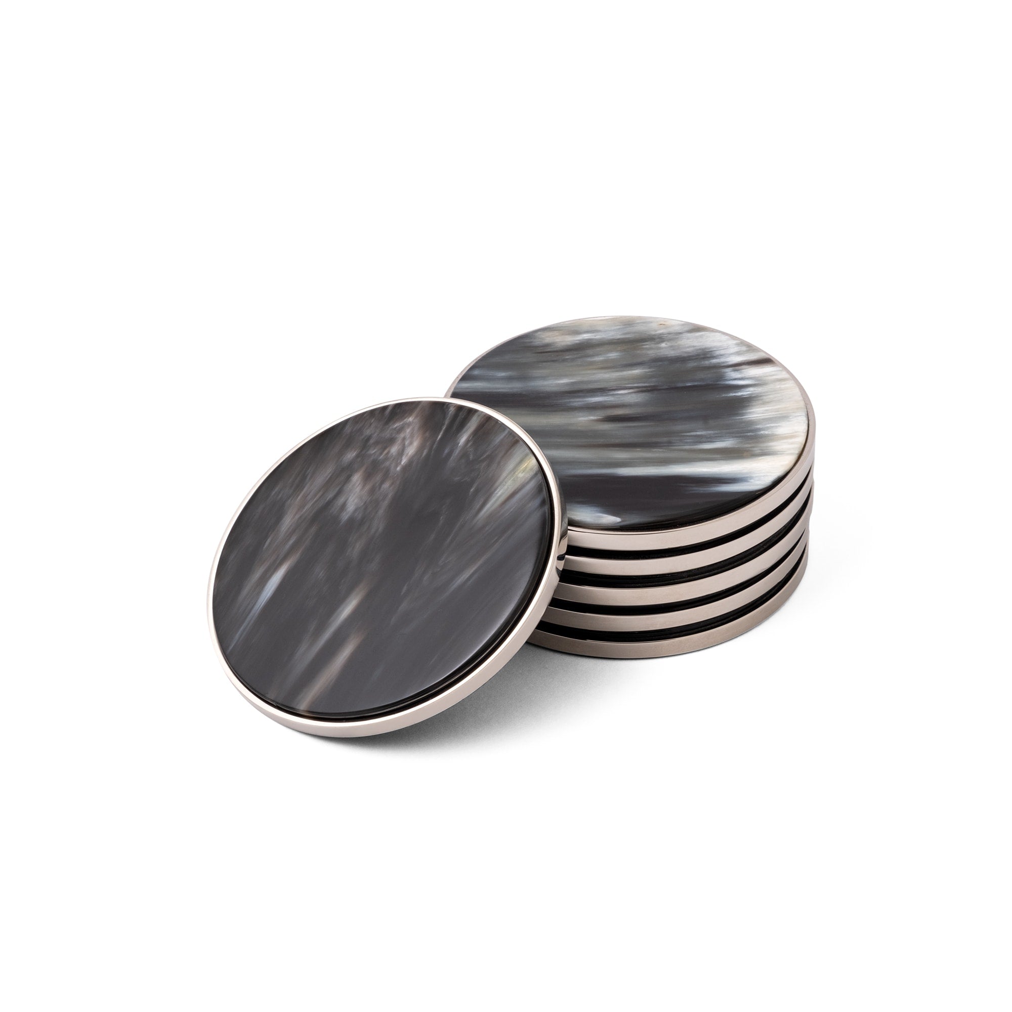 Coasters Set in Natural Black Horn | Made in Italy | Zanchi 1952