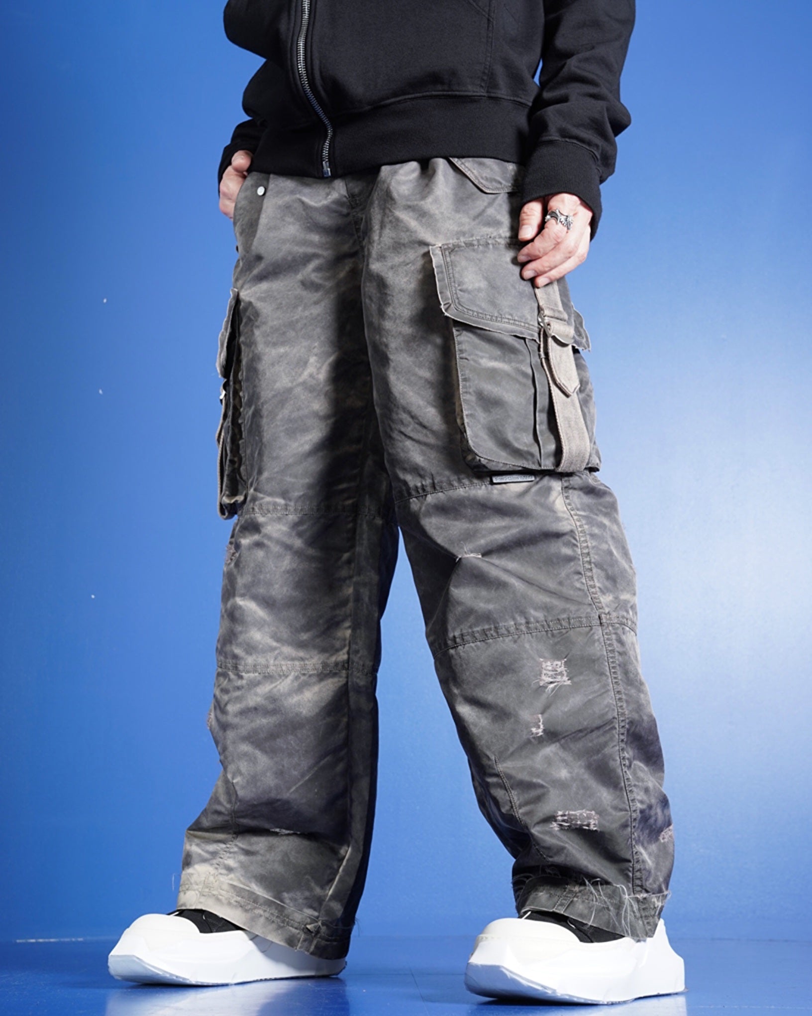 Feng Chen Wang】Sandwashed Nylon Cargo pants -Amanojak.