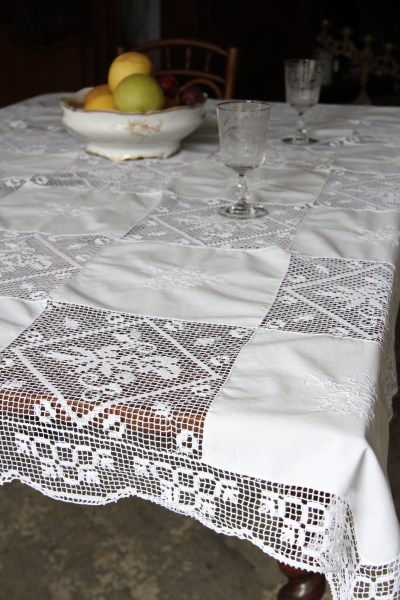フランス アンティーク ヴィンテージ ギュピールレース テーブルクロス