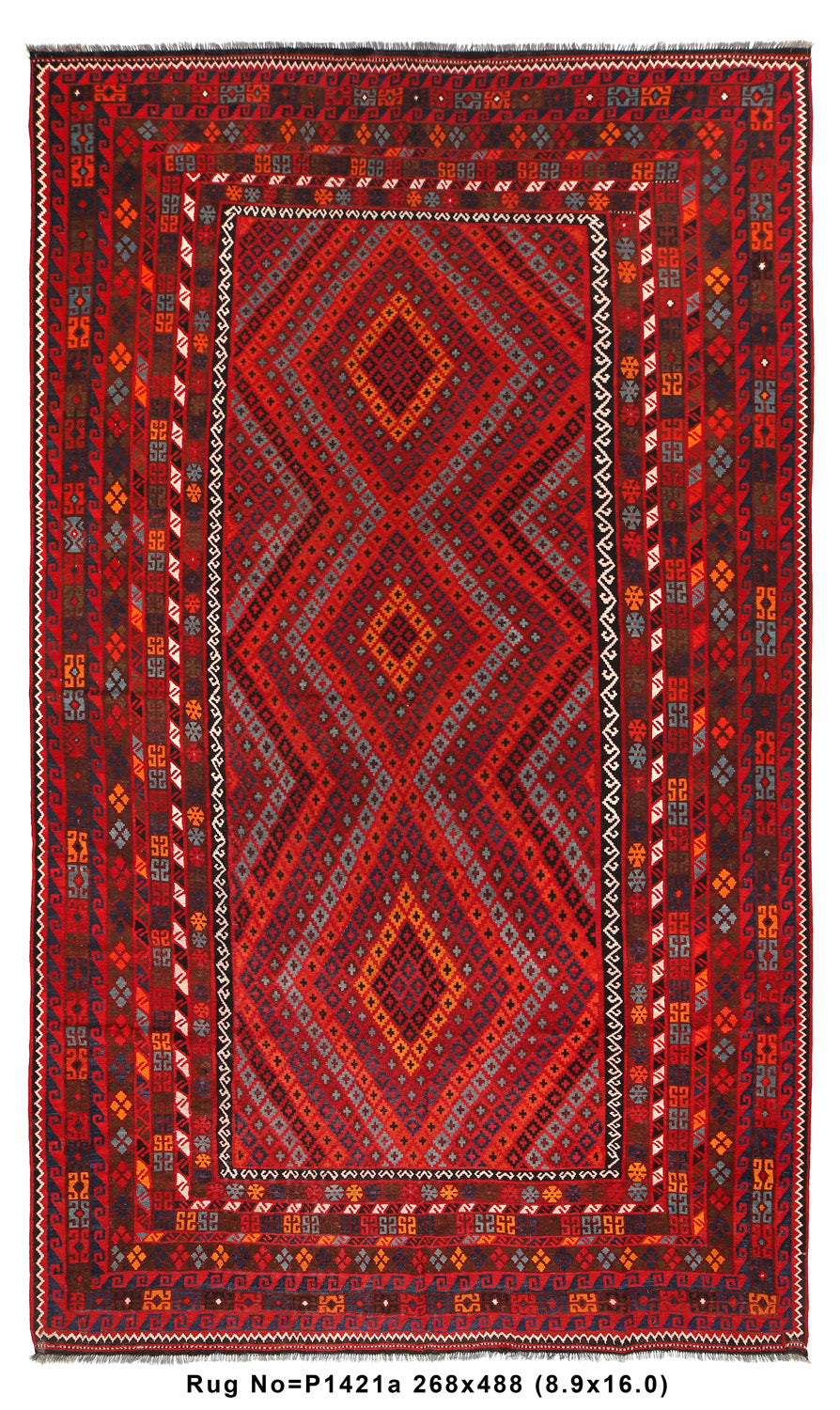 9' x 16' Large Kilim Wool Rug Handmade Afghanistan #P1421 | www