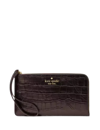 Kate Spade New York Lucy Croc Embossed Medium L-Zip Wristlet