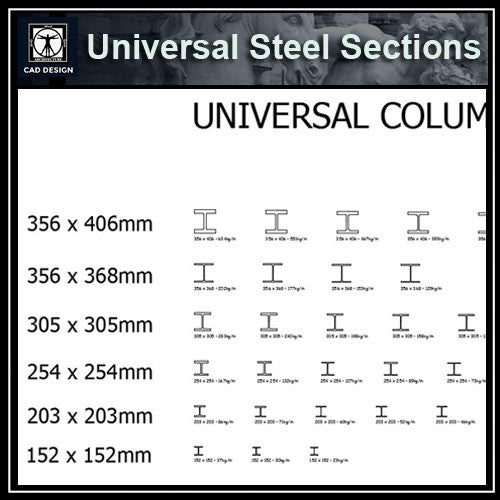 Free CAD Details-Universal Steel Sections 2 – CAD Design | Free