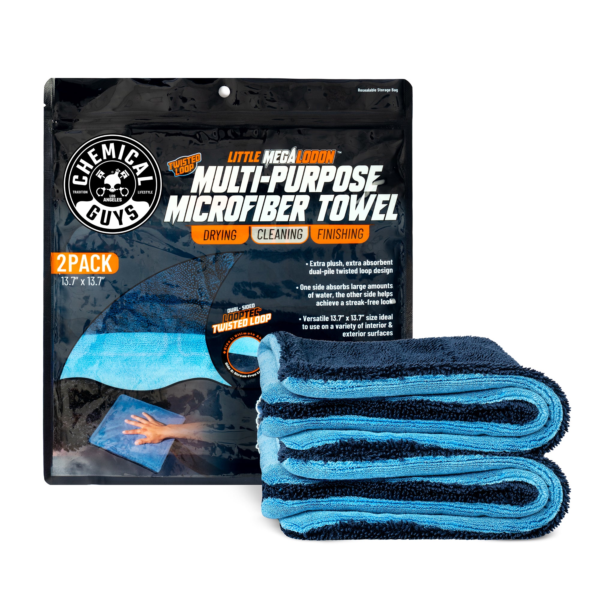 Little Megalodon Multi-Purpose Microfiber Towel 2-Pack | Chemical Guys