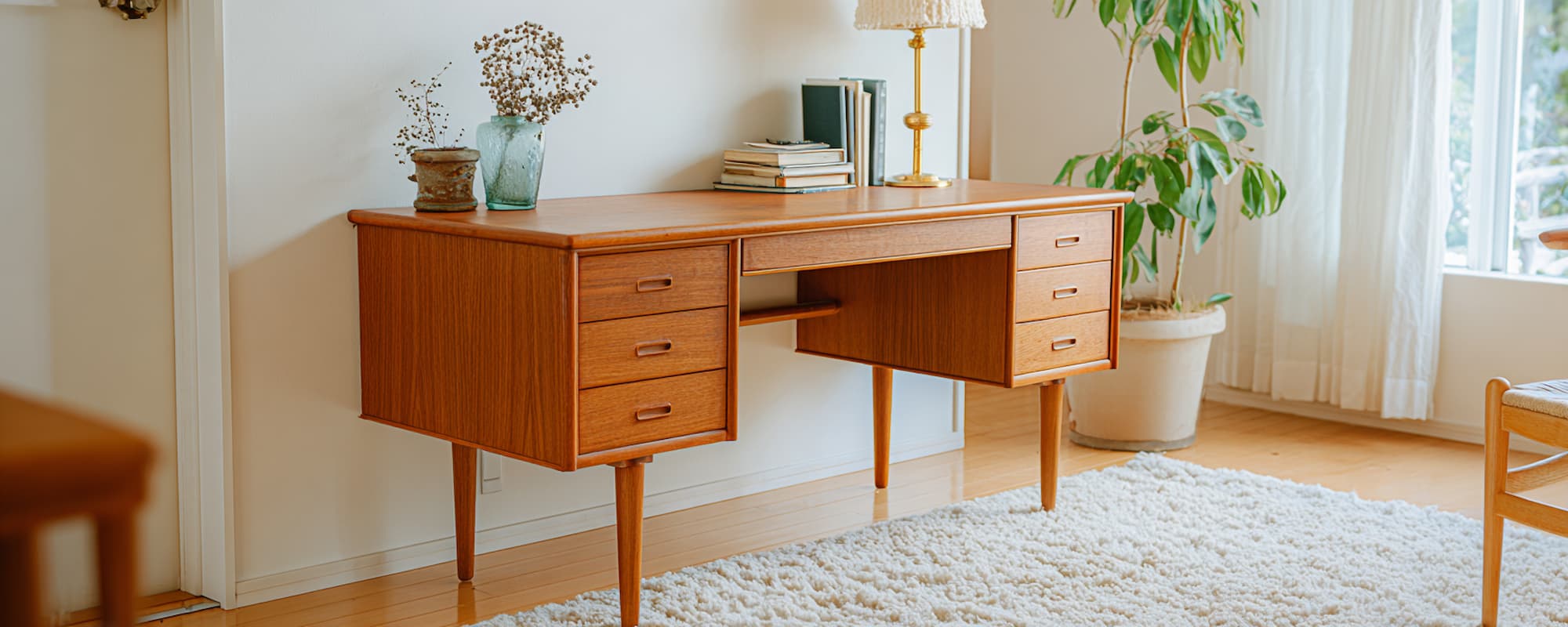 北欧ビンテージ家具デスク | 収納とデザインが融合したアンティークな