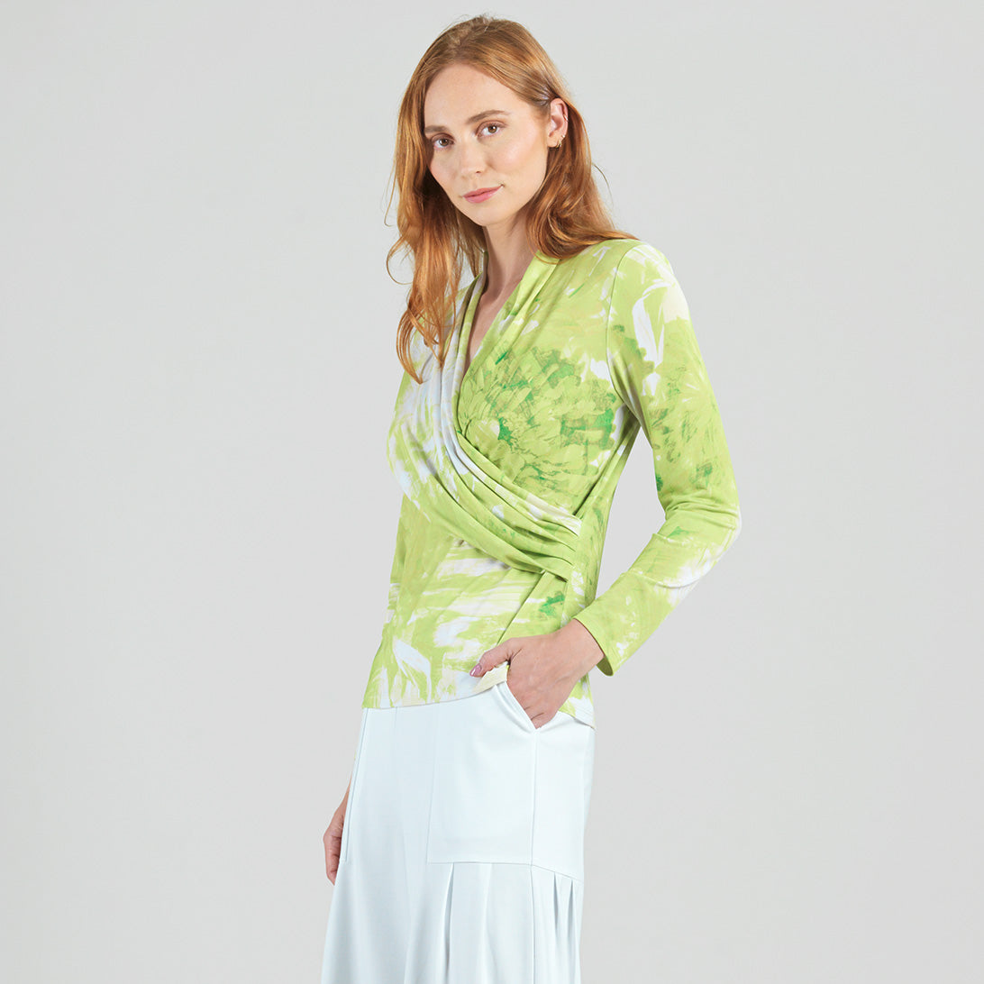V-Neck Draped Pleat Top - Floral Citrus - Final Sale – Clara Sunwoo