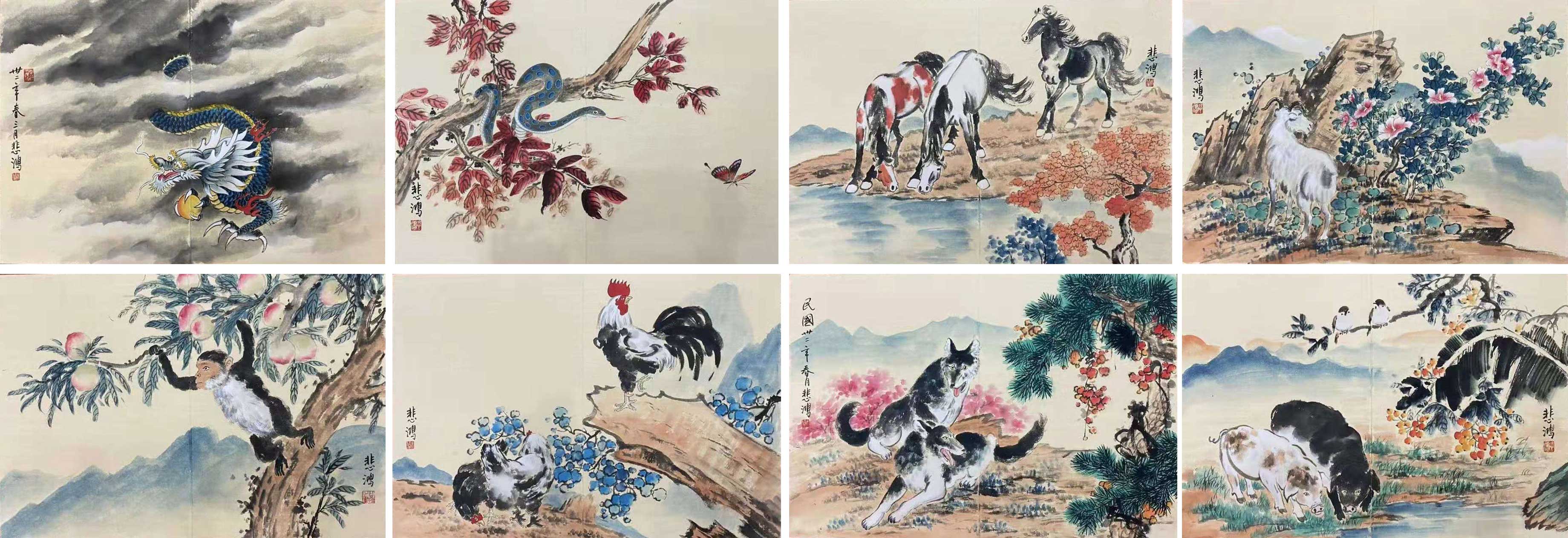 徐悲鸿《十二生肖图册》，绝世孤品首现！-名人字画网