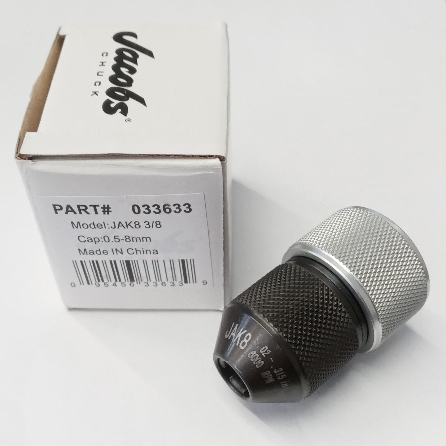 Jacobs 033633 JAK8 CAP. 0.5-8mm Pneumatic Keyless Drill Chuck 3/8