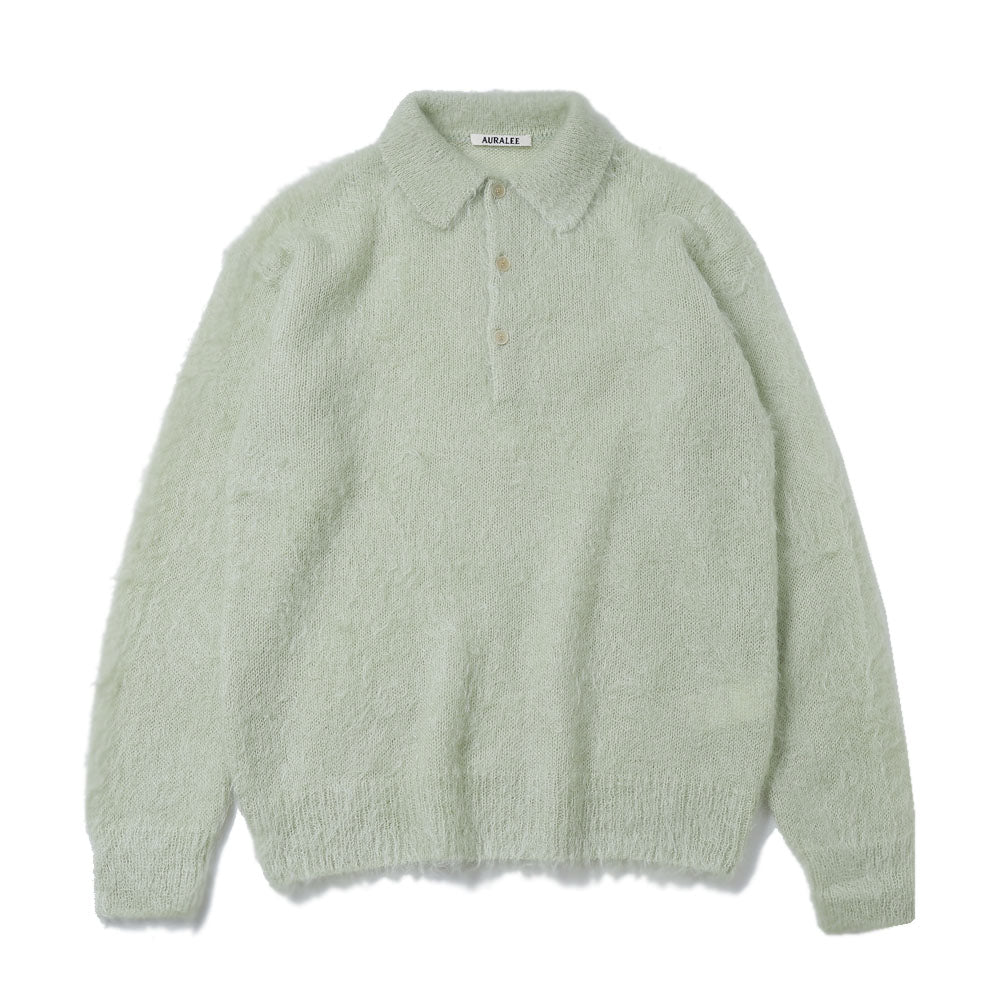 AURALEE(オーラリー) BRUSHED SUPER KID MOHAIR KNIT POLO (A25AP01KM