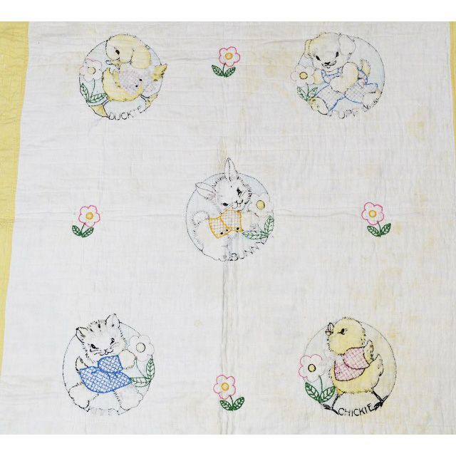 ビンテージフィードサックアニマルUSA99×124 ハンドステッチ ベビー