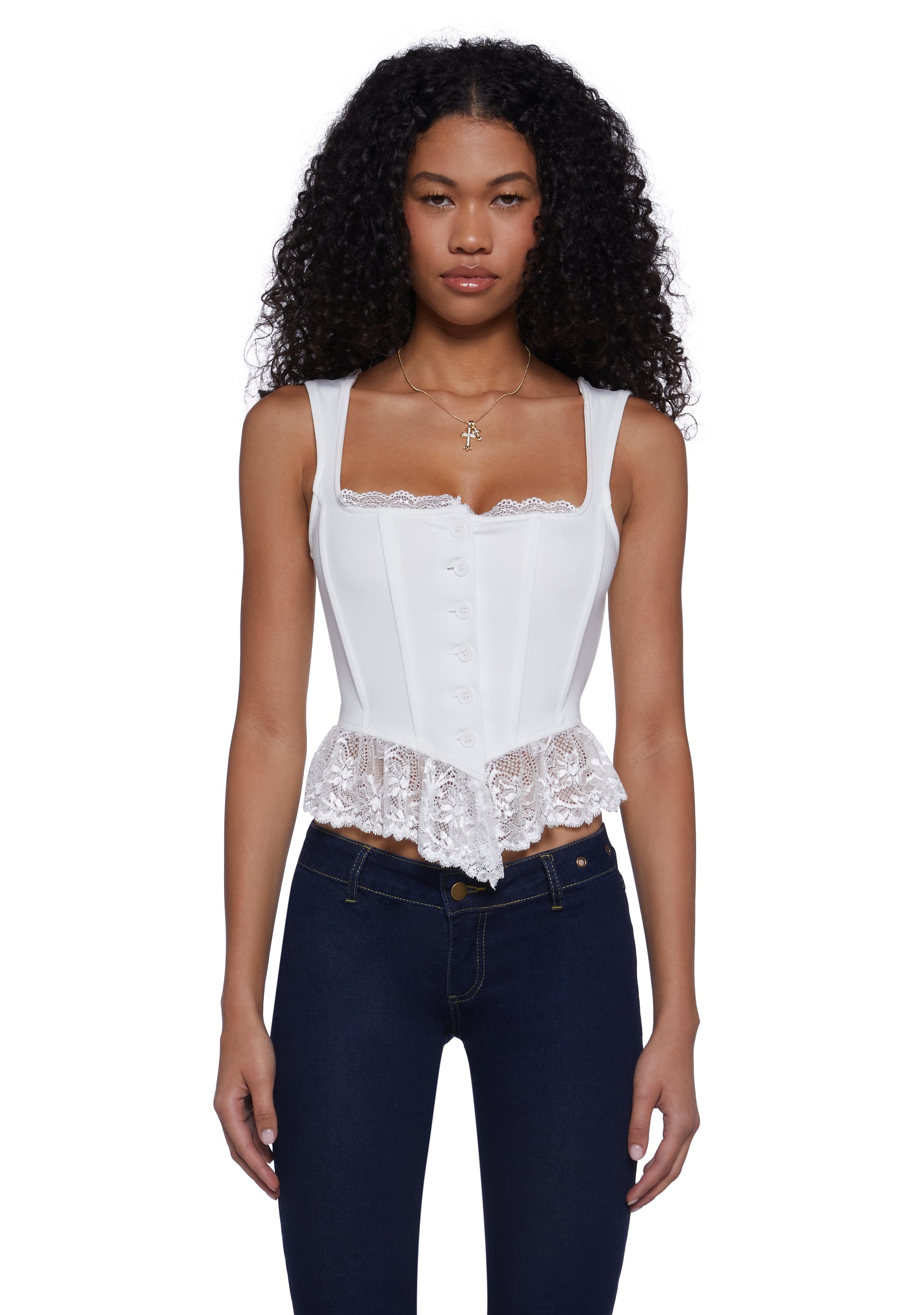 Current Mood Peplum Bustier Top - White – Dolls Kill