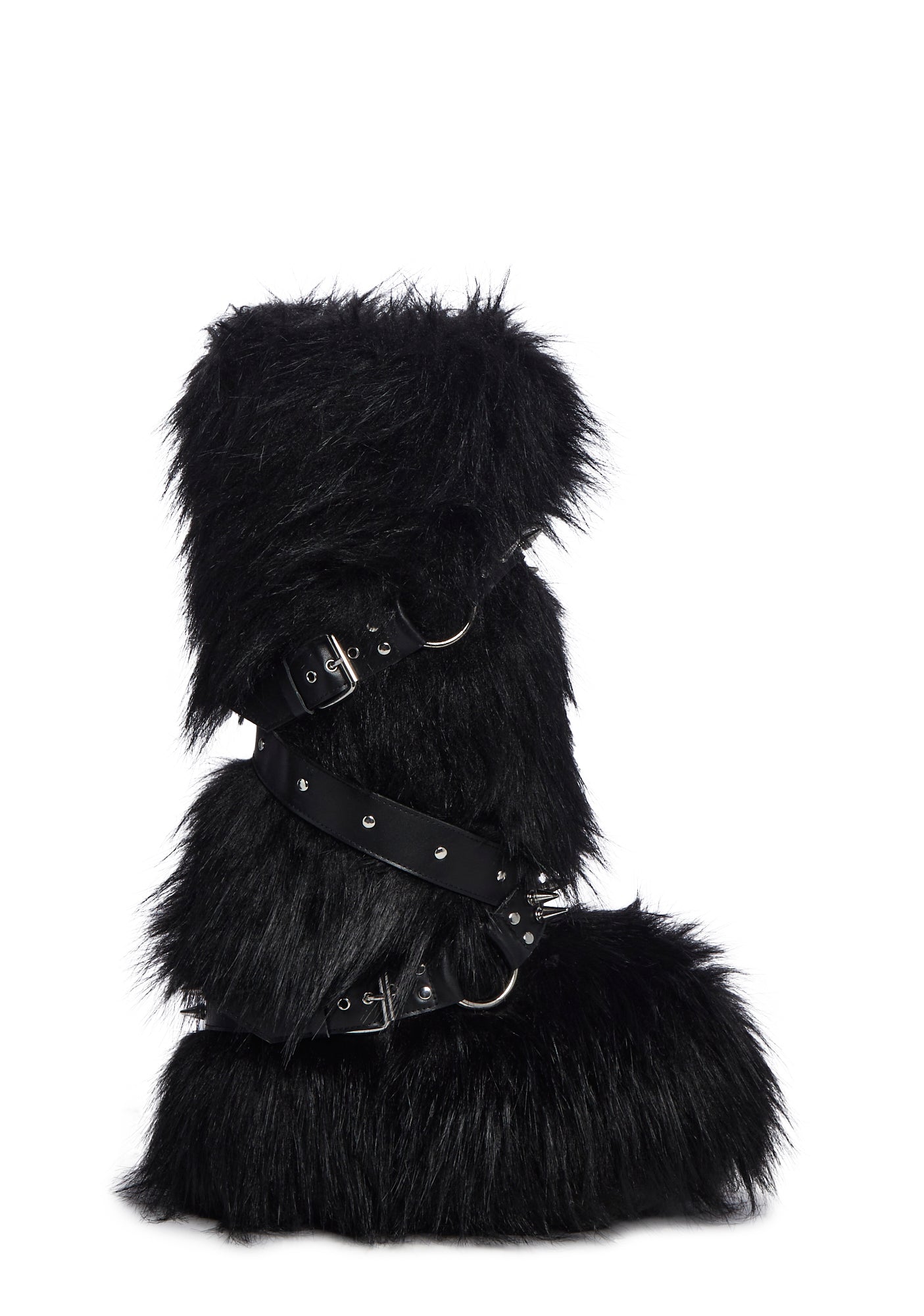 Widow Faux Fur Spiked Vegan Leather Boots - Black – Dolls Kill