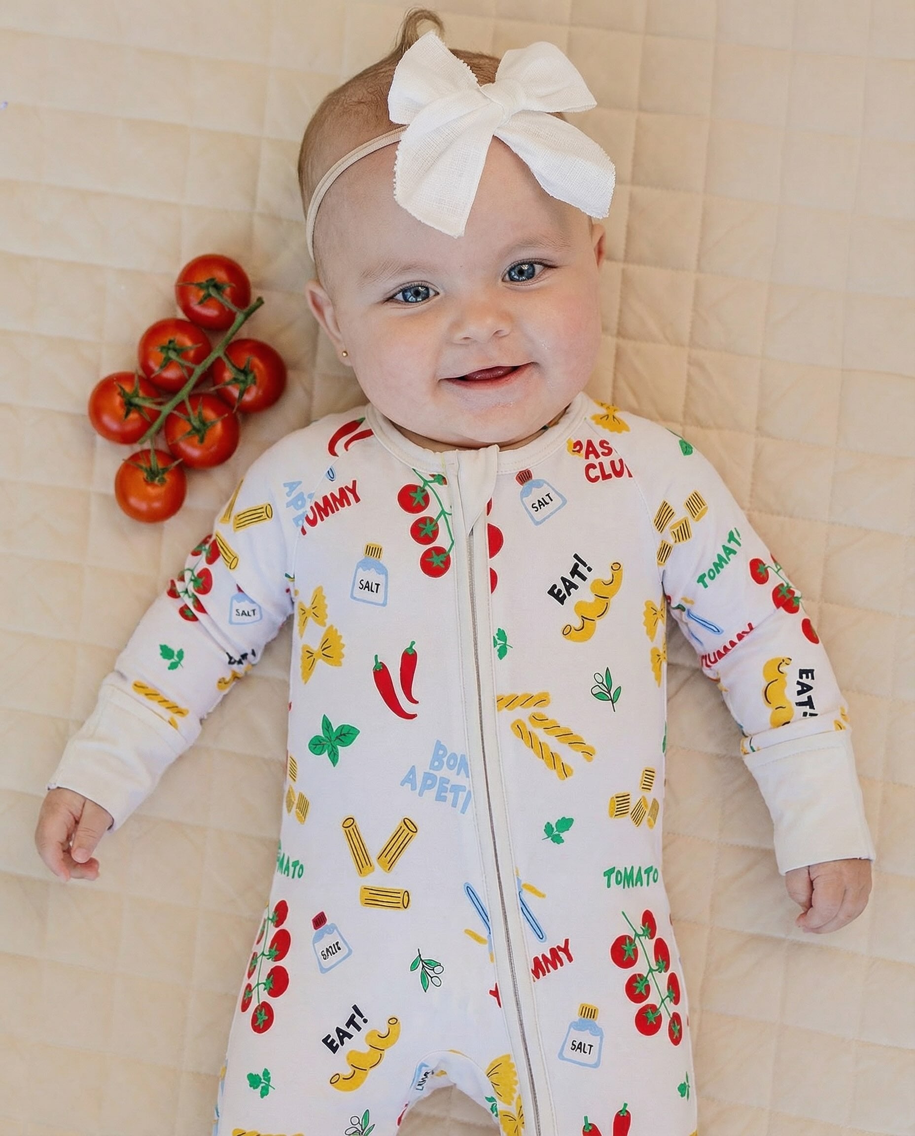 Bamboo Zip Romper - Pasta Club | Dolly Lana – Dolly Lana