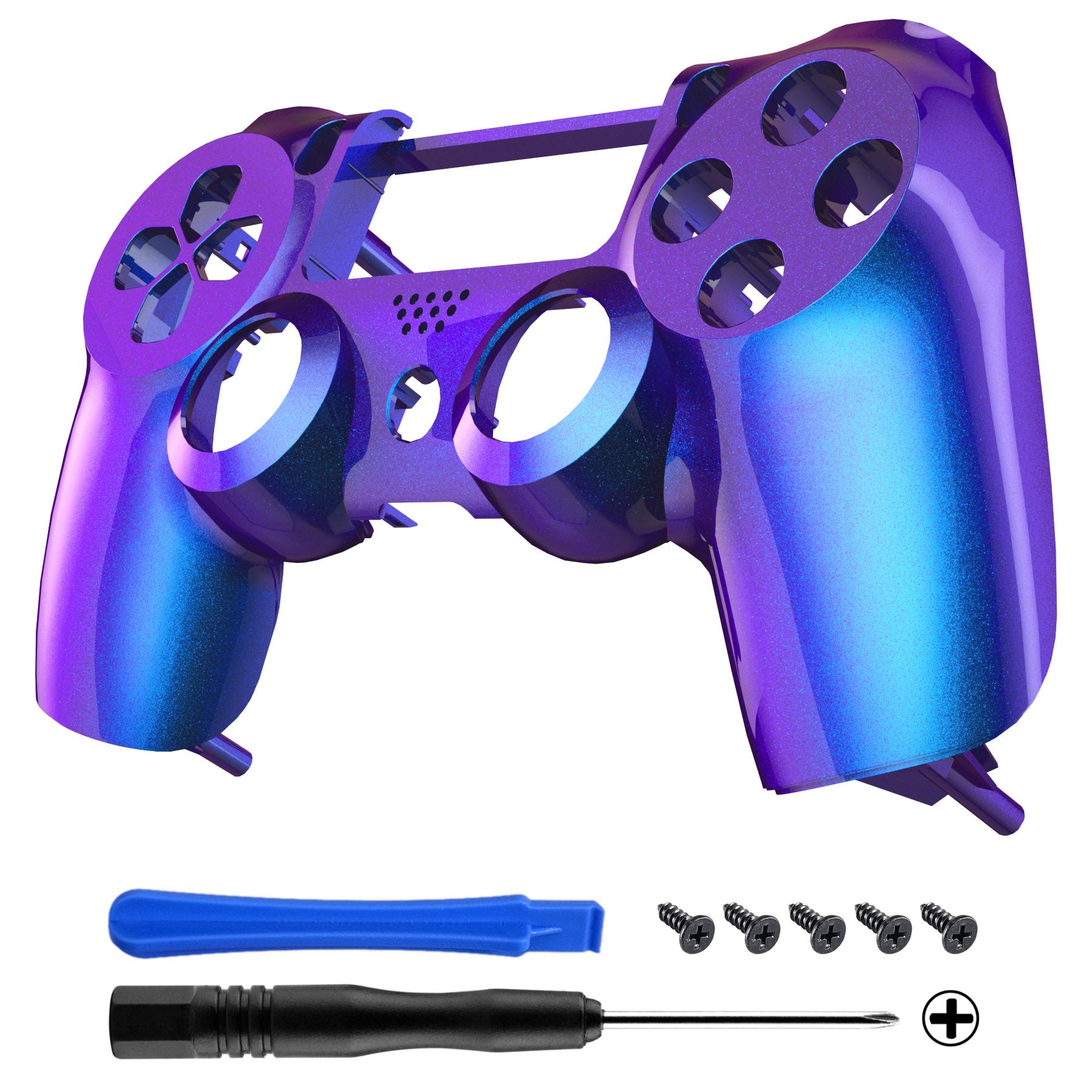 eXtremeRate Unique Design Chameleon Purple Blue Glossy Front