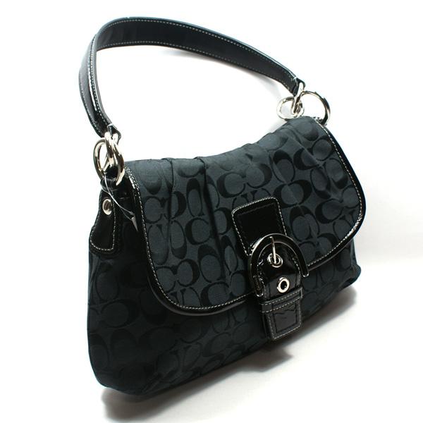 Coach Soho Signature Flap Shoulder Bag Black #17093 | Coach 17093